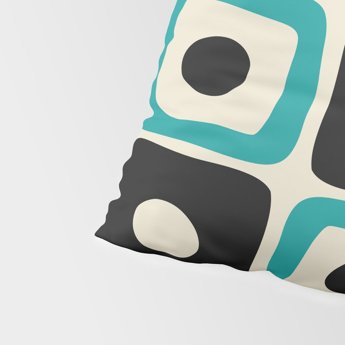 Mid Century Modern Square Dot Pattern 593 Black and Turquoise Pillow Sham Gallery Image 4