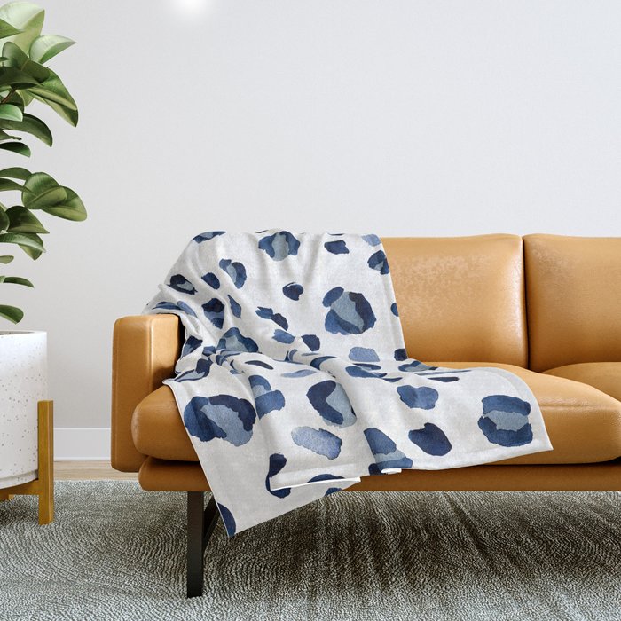 animal print (navy) Throw Blanket Gallery Image 1