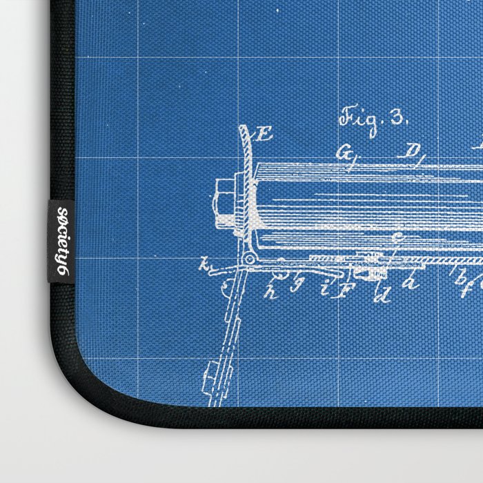 Bicycle Patent - Cyclling Art - Blueprint Laptop Sleeve Gallery Image 3