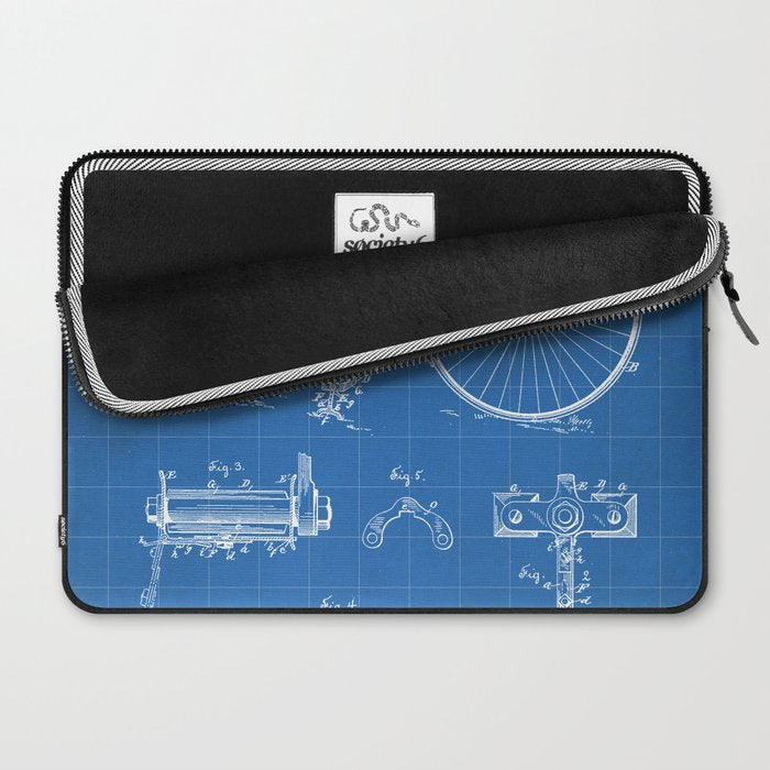 Bicycle Patent - Cyclling Art - Blueprint Laptop Sleeve Gallery Image 2