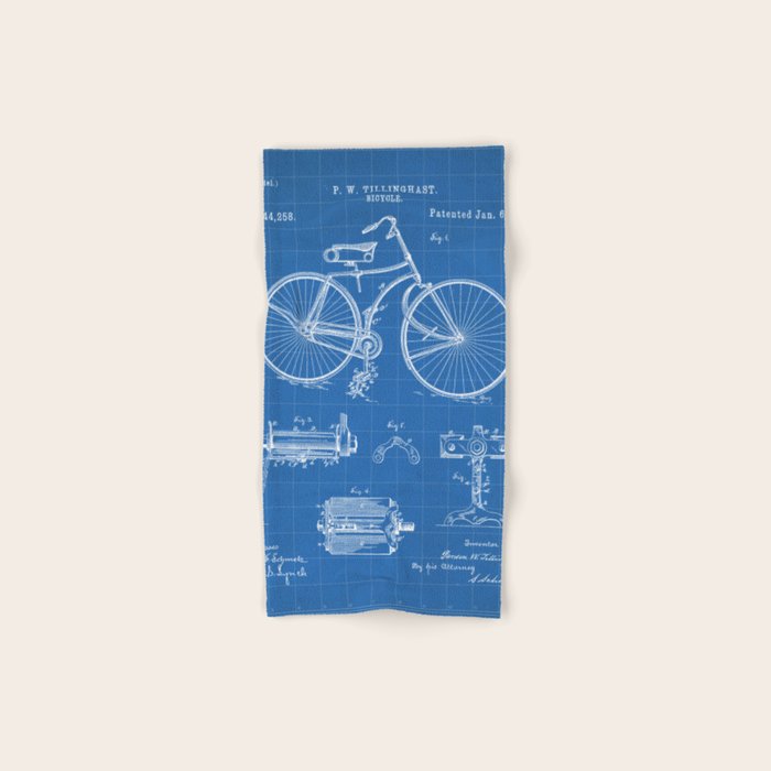 Bicycle Patent - Cyclling Art - Blueprint Towels Gallery Image 1