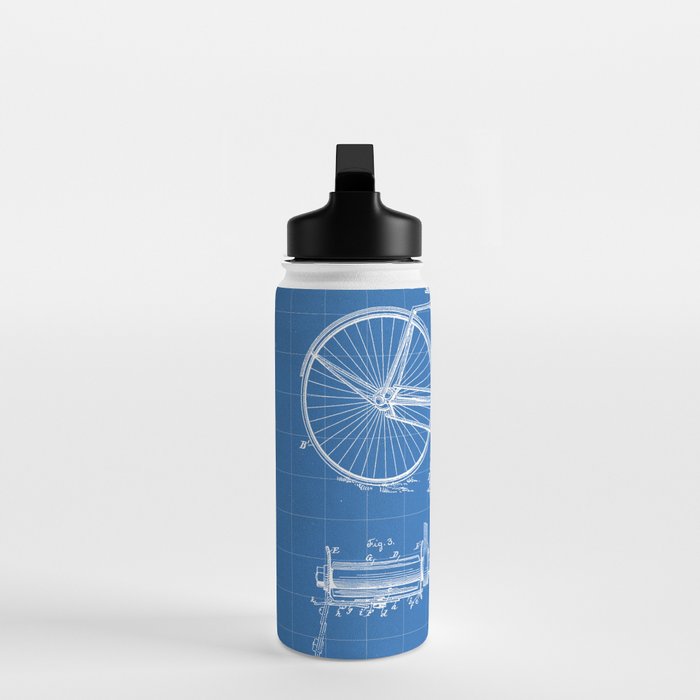 Bicycle Patent - Cyclling Art - Blueprint Water Bottle Gallery Image 3