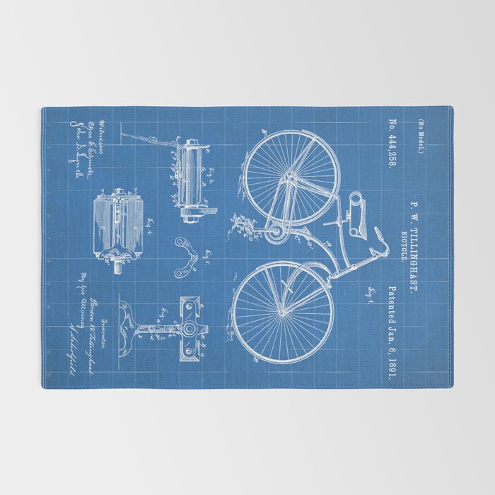 Bicycle Patent - Cyclling Art - Blueprint Rug Gallery Image 2