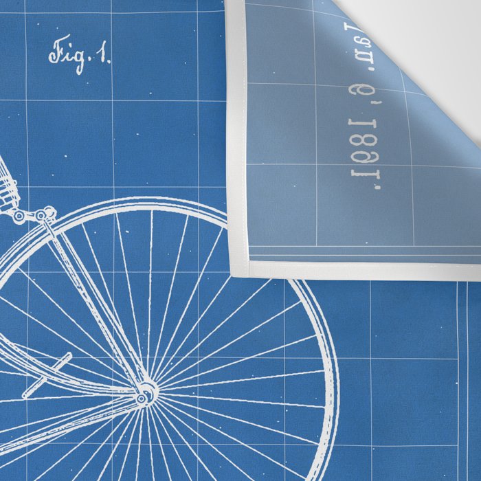 Bicycle Patent - Cyclling Art - Blueprint Wall Tapestry Gallery Image 3