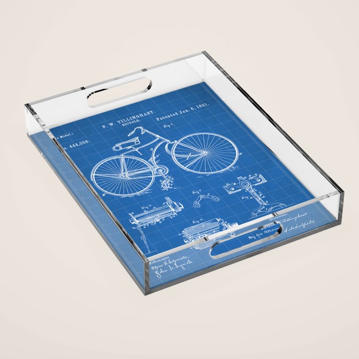 Bicycle Patent - Cyclling Art - Blueprint Acrylic Tray Gallery Image 1