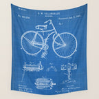 Bicycle Patent - Cyclling Art - Blueprint Wall Tapestry Gallery Image 4