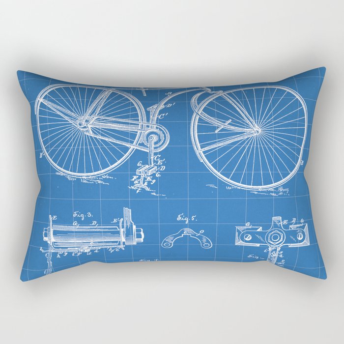 Bicycle Patent - Cyclling Art - Blueprint Rectangular Pillow Gallery Image 2