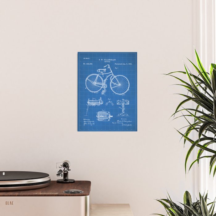 Bicycle Patent - Cyclling Art - Blueprint Poster Gallery Image 2