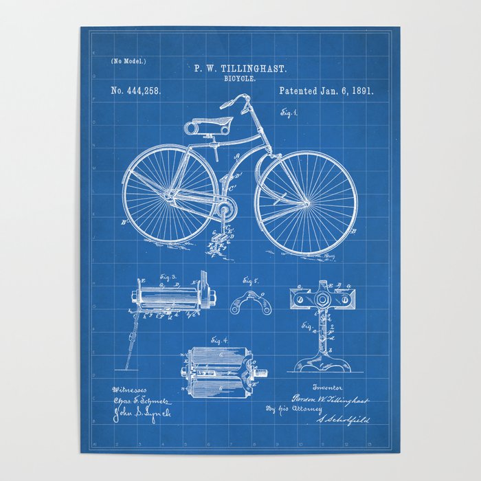 Bicycle Patent - Cyclling Art - Blueprint Poster Gallery Image 4