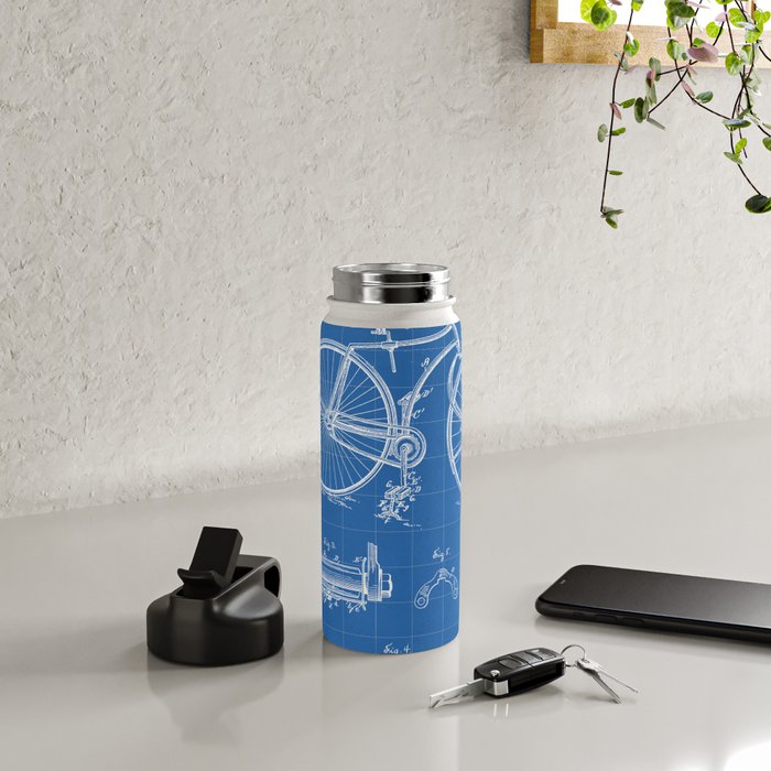 Bicycle Patent - Cyclling Art - Blueprint Water Bottle Gallery Image 4