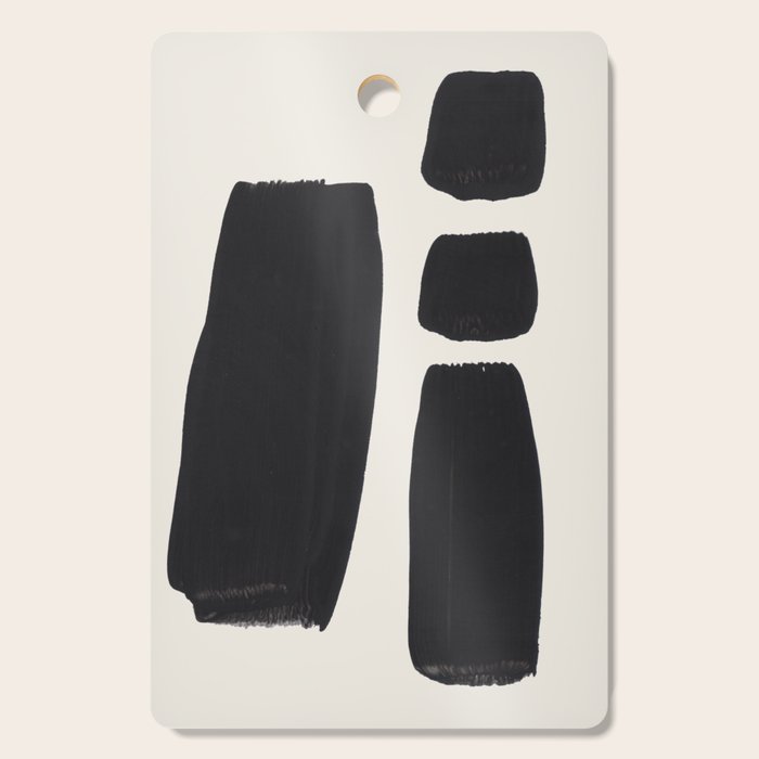 Mid Century Modern Minimalist Abstract Art Brush Strokes Black & White Ink Art Square Shapes Cutting Board Gallery Image 1