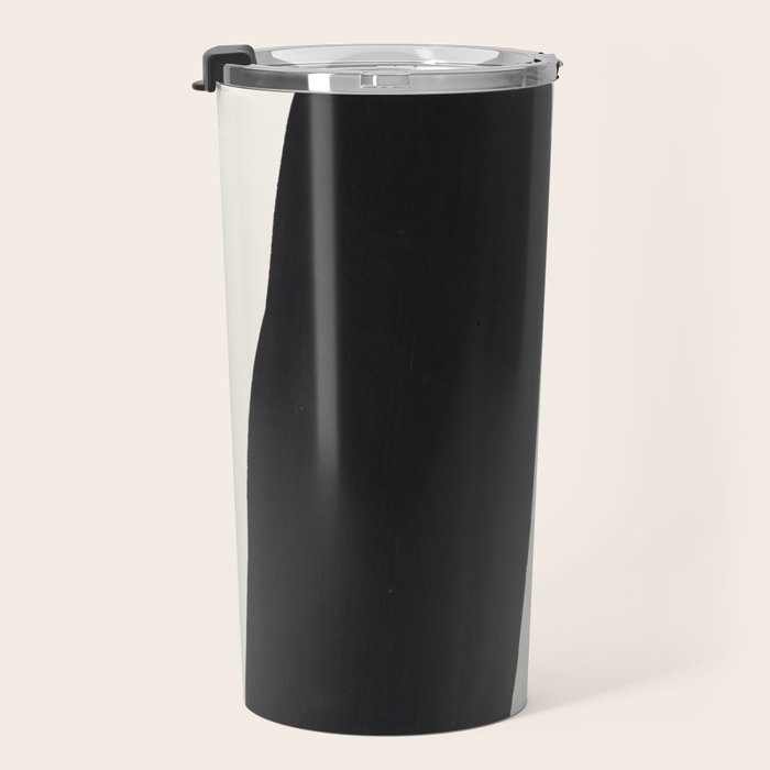 Mid Century Modern Minimalist Abstract Art Brush Strokes Black & White Ink Art Square Shapes Travel Mug Gallery Image 3