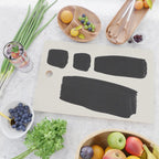Mid Century Modern Minimalist Abstract Art Brush Strokes Black & White Ink Art Square Shapes Cutting Board Gallery Image 2