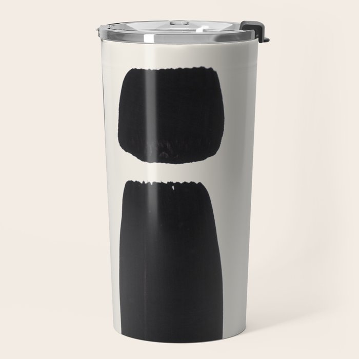 Mid Century Modern Minimalist Abstract Art Brush Strokes Black & White Ink Art Square Shapes Travel Mug Gallery Image 2
