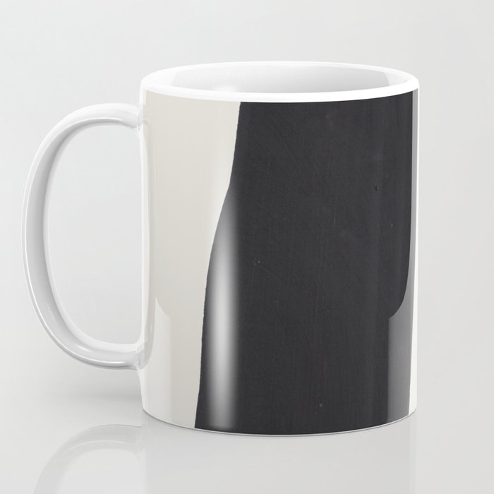 Mid Century Modern Minimalist Abstract Art Brush Strokes Black & White Ink Art Square Shapes Coffee Mug Gallery Image 3