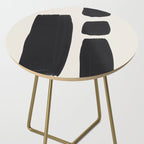 Mid Century Modern Minimalist Abstract Art Brush Strokes Black & White Ink Art Square Shapes Side Table Gallery Image 2
