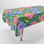 Folk Floral Blossoms in Turquoise Tablecloth Gallery Image 1