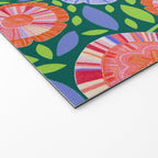 Folk Floral Blossoms in Turquoise Welcome Mat Gallery Image 2