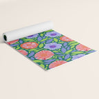 Folk Floral Blossoms in Turquoise Yoga Mat Gallery Image 2