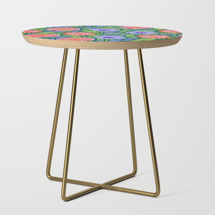 Folk Floral Blossoms in Turquoise Side Table Gallery Image 1