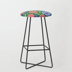 Folk Floral Blossoms in Turquoise Stool Gallery Image 1