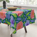 Folk Floral Blossoms in Turquoise Tablecloth Gallery Image 3