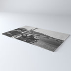 Golfer Teeing Off on Top of Car, Black and White, Old Photo, Vintage Golf Art Rug Gallery Image 3