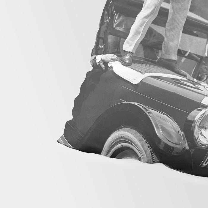 Golfer Teeing Off on Top of Car, Black and White, Old Photo, Vintage Golf Art Pillow Sham Gallery Image 4
