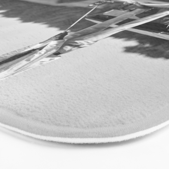 Golfer Teeing Off on Top of Car, Black and White, Old Photo, Vintage Golf Art Bath Mat Gallery Image 3
