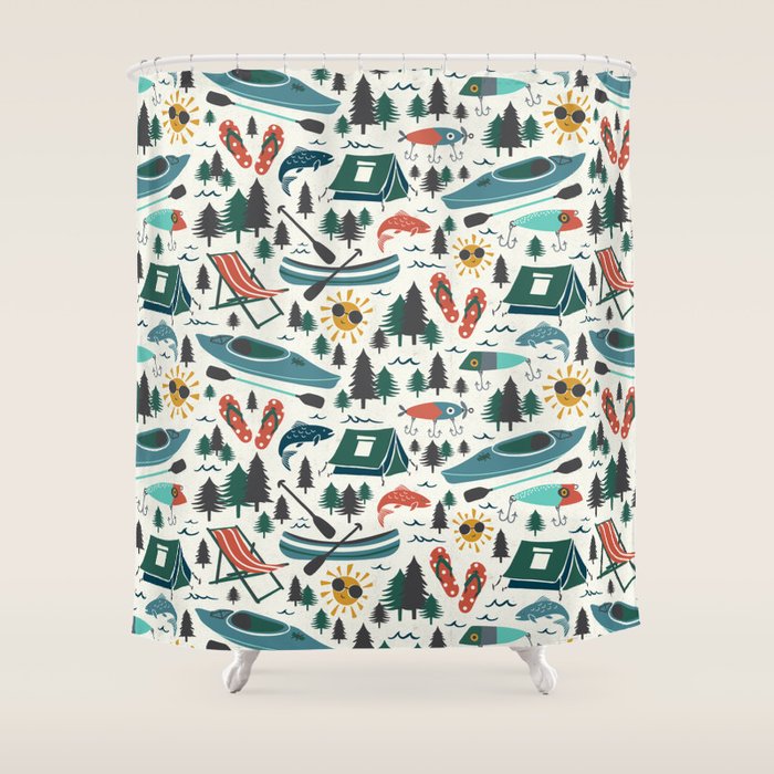 Lake Life - Summer Ivory Shower Curtain Gallery Image 1