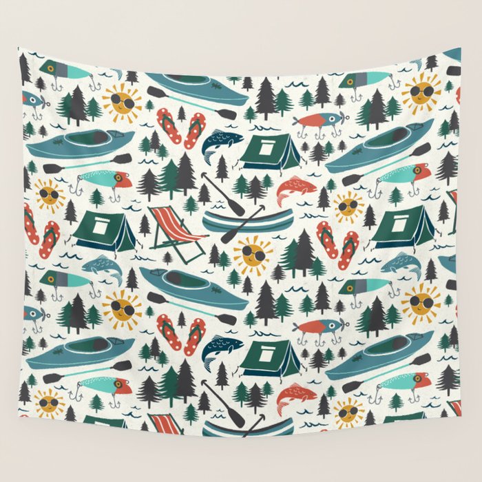 Lake Life - Summer Ivory Wall Tapestry Gallery Image 4