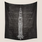 Apollo 11 Saturn V Blueprint in High Resolution (black) Wall Tapestry Gallery Image 4