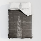 Apollo 11 Saturn V Blueprint in High Resolution (black) Duvet Cover Gallery Image 6