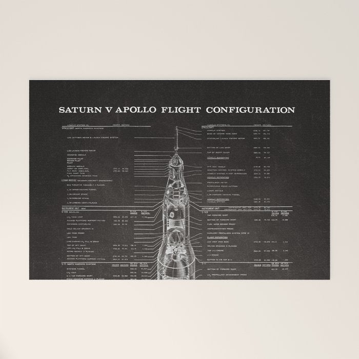 Apollo 11 Saturn V Blueprint in High Resolution (black) Welcome Mat Gallery Image 1