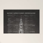 Apollo 11 Saturn V Blueprint in High Resolution (black) Welcome Mat Gallery Image 1