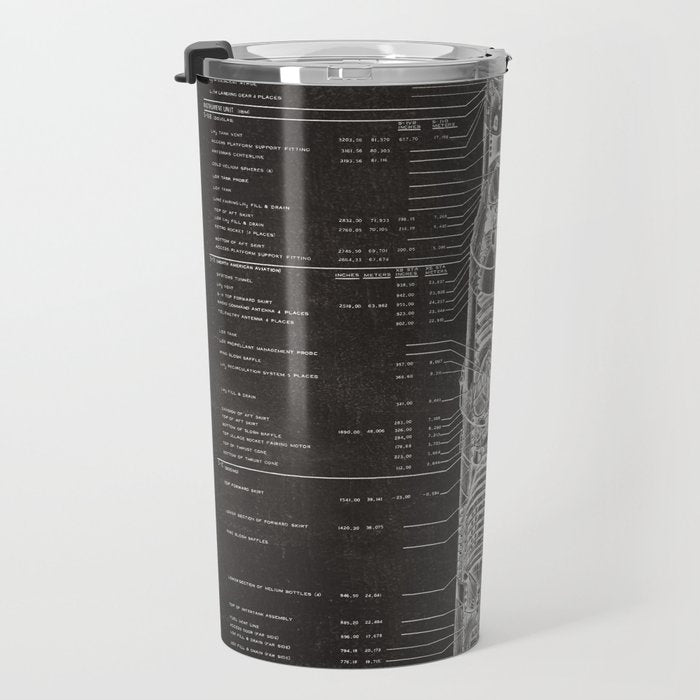 Apollo 11 Saturn V Blueprint in High Resolution (black) Travel Mug Gallery Image 3