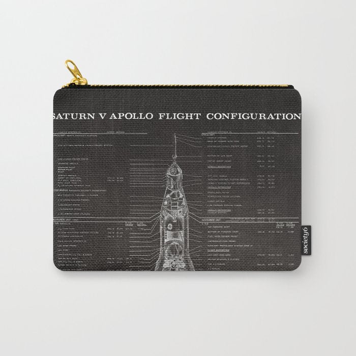 Apollo 11 Saturn V Blueprint in High Resolution (black) Carry All Pouch Gallery Image 1