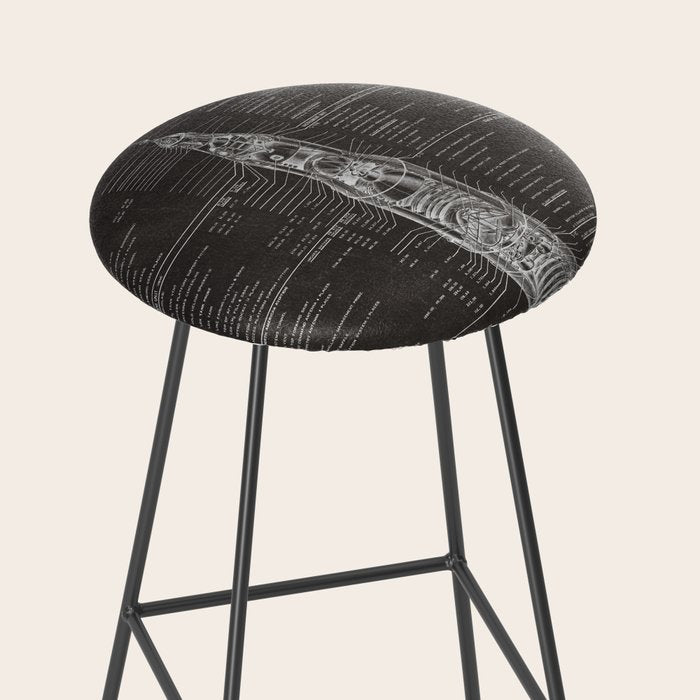 Apollo 11 Saturn V Blueprint in High Resolution (black) Stool Gallery Image 2