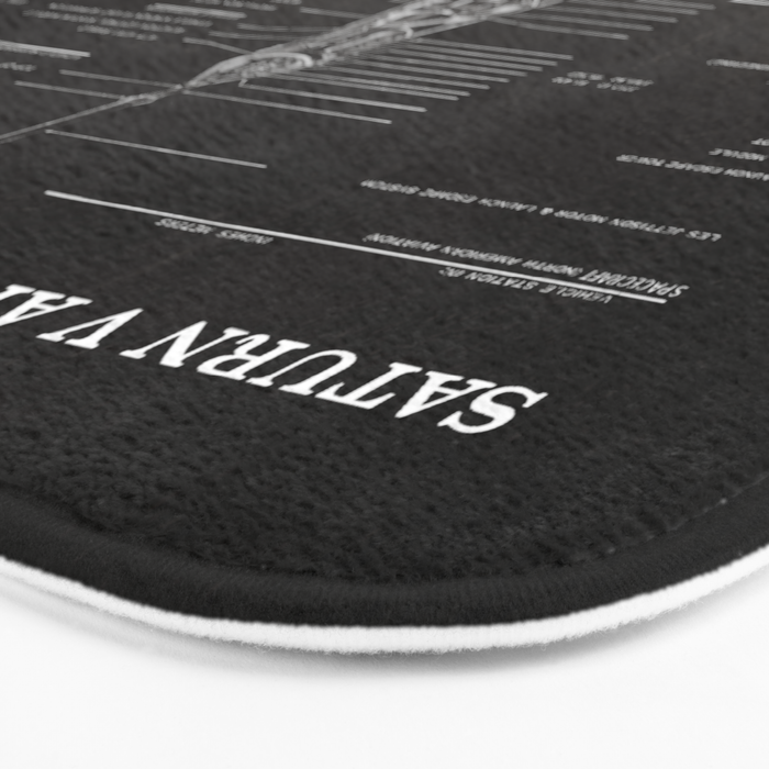 Apollo 11 Saturn V Blueprint in High Resolution (black) Bath Mat Gallery Image 3
