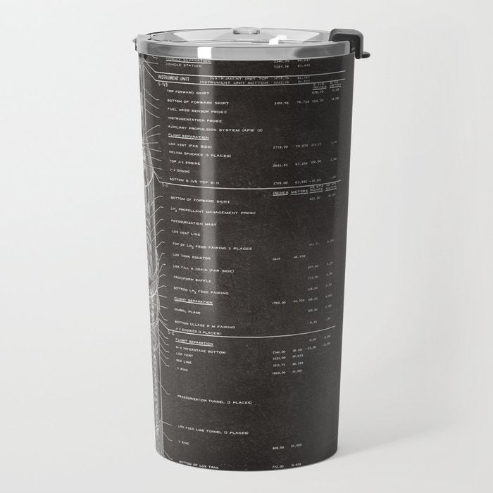 Apollo 11 Saturn V Blueprint in High Resolution (black) Travel Mug Gallery Image 2