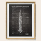 Apollo 11 Saturn V Blueprint in High Resolution (black) Serving Tray Gallery Image 1
