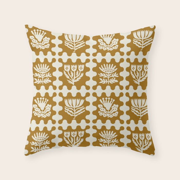 FOLKFLOWER MARIGOLD Throw Pillow Gallery Image 6