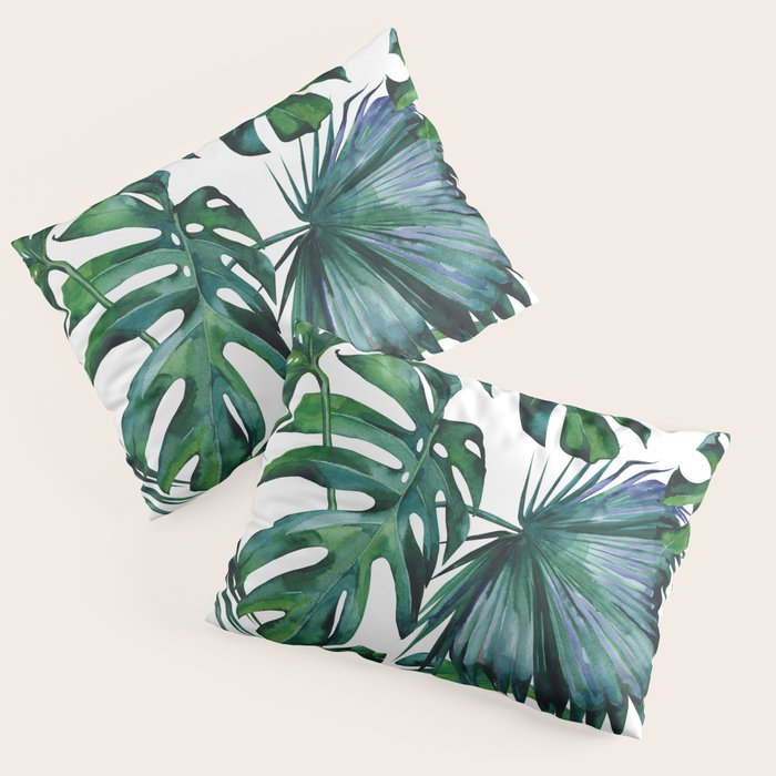 Tropical Palm Leaves Classic Pillow Sham Gallery Image 1