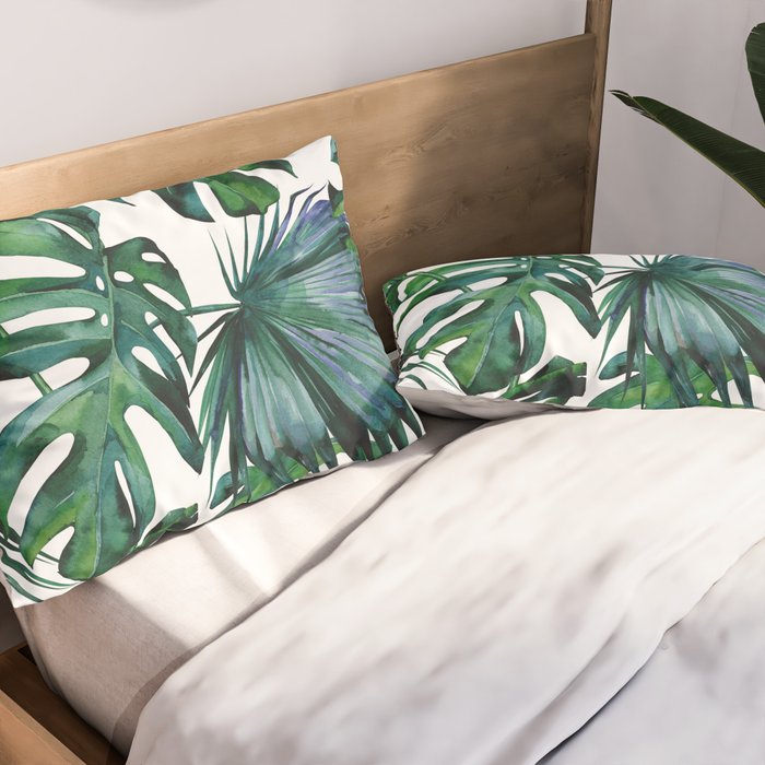 Tropical Palm Leaves Classic Pillow Sham Gallery Image 2