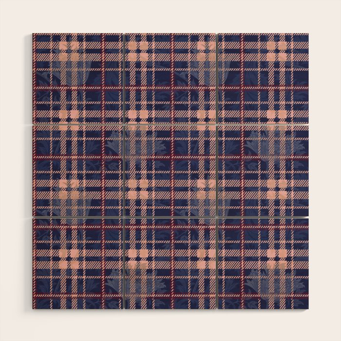 Tartan and Floral Texture Pattern Wood Wall Art Gallery Image 1