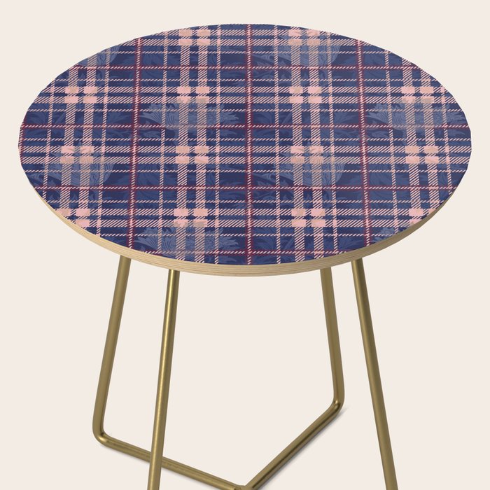 Tartan and Floral Texture Pattern Side Table Gallery Image 2