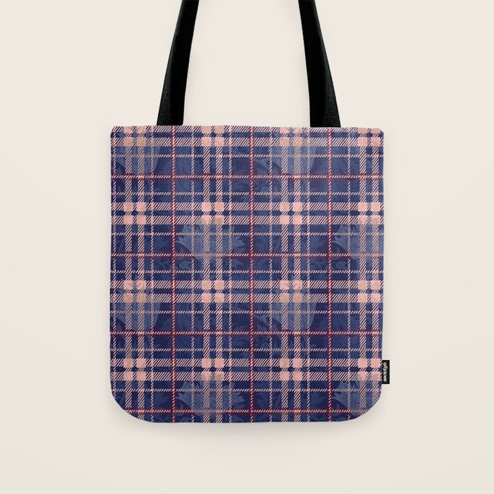 Tartan and Floral Texture Pattern Tote Bag Gallery Image 1