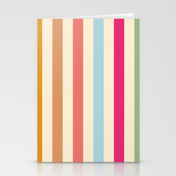 Retro French Rainbow Stripes Stationery Card Gallery Image 1