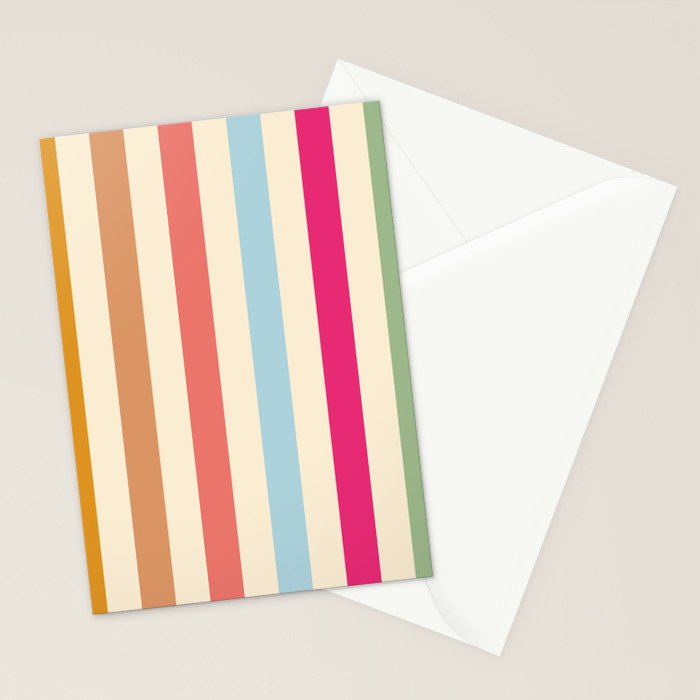 Retro French Rainbow Stripes Stationery Card Gallery Image 2