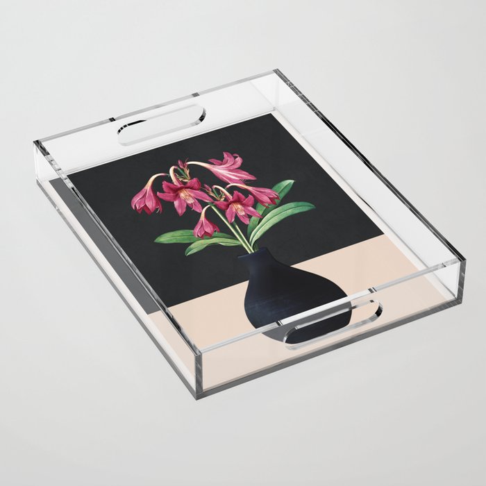 Flowers in Black Vase 3 Acrylic Tray Gallery Image 1